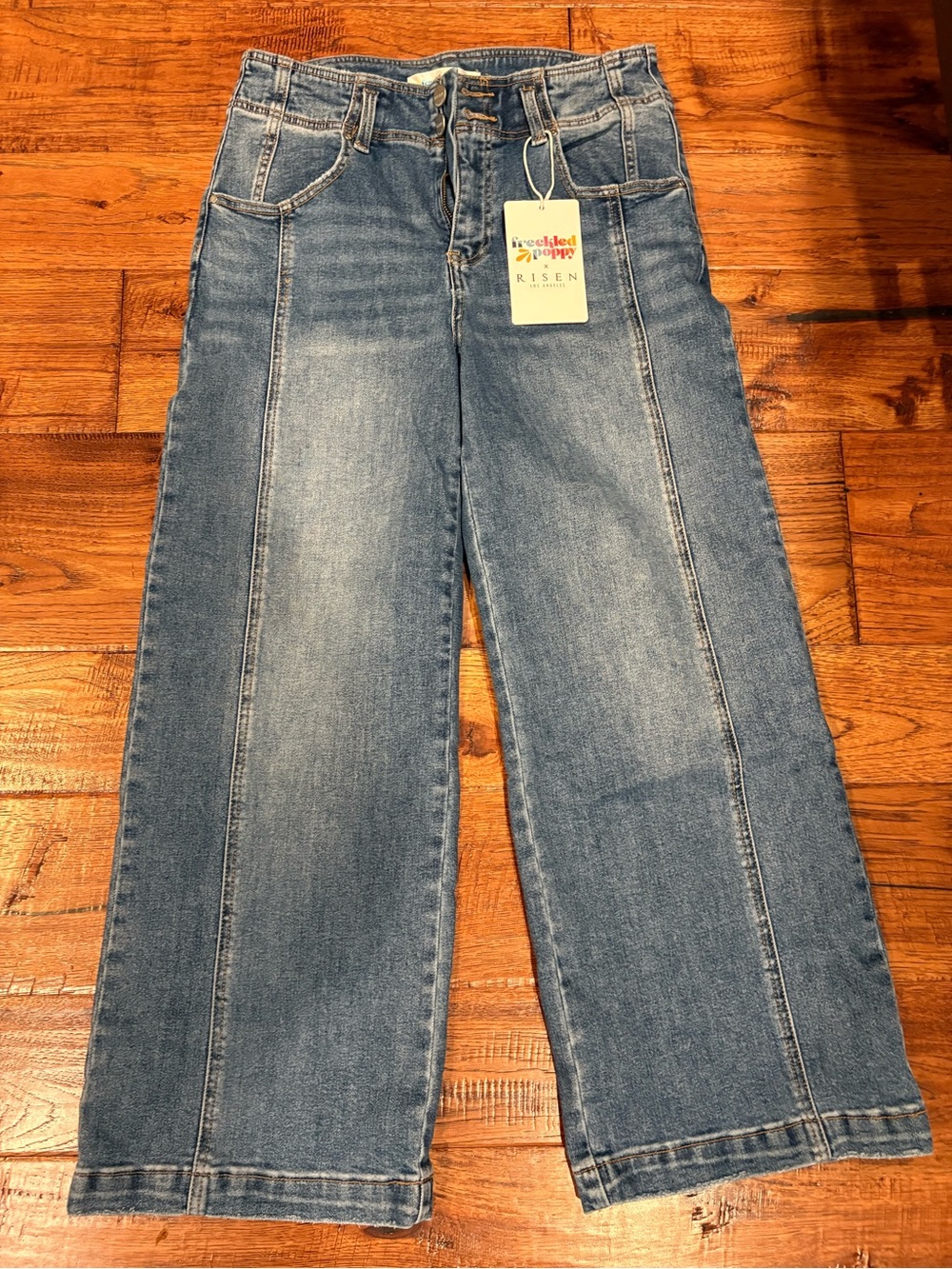 NWT Freckled Poppy x Risen Wide Leg Jeans 11/30 27” Double Button